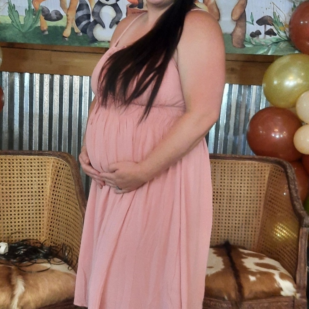 Maternity baby shower pink dress
